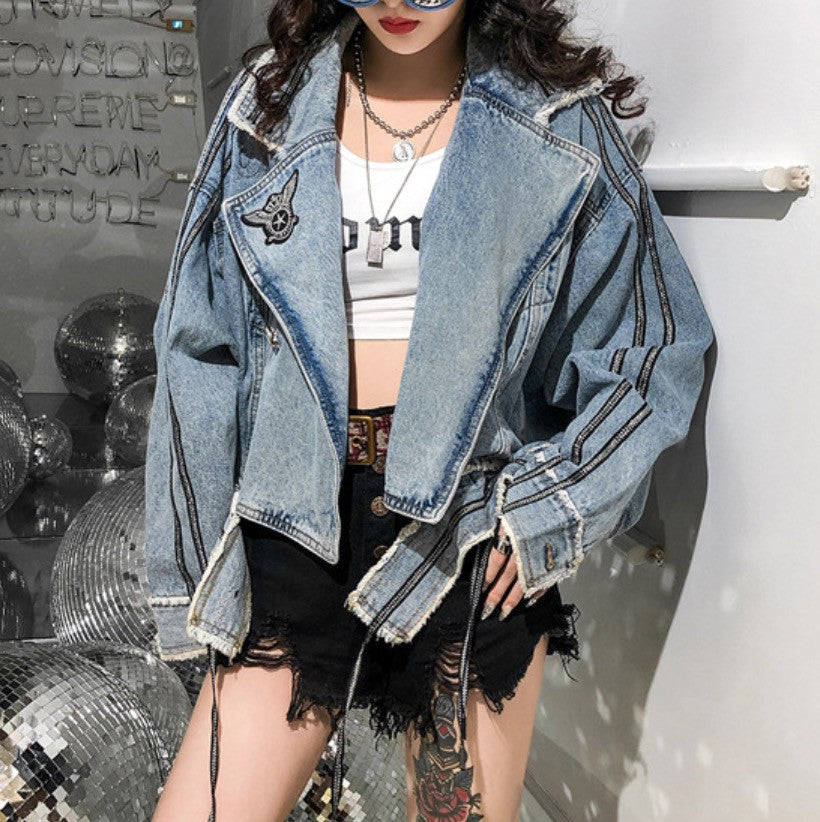 Giacca denim aviator