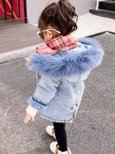 Parka baby denim furcolor