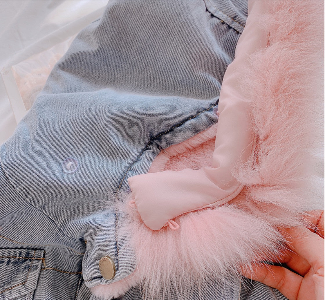 Parka baby denim furcolor