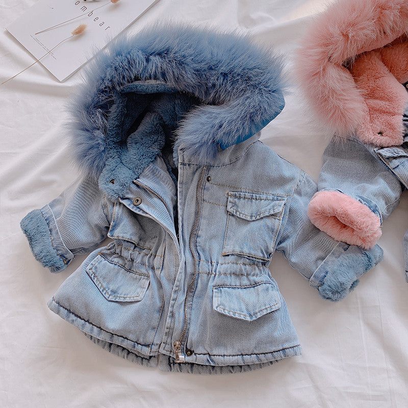 Parka baby denim furcolor