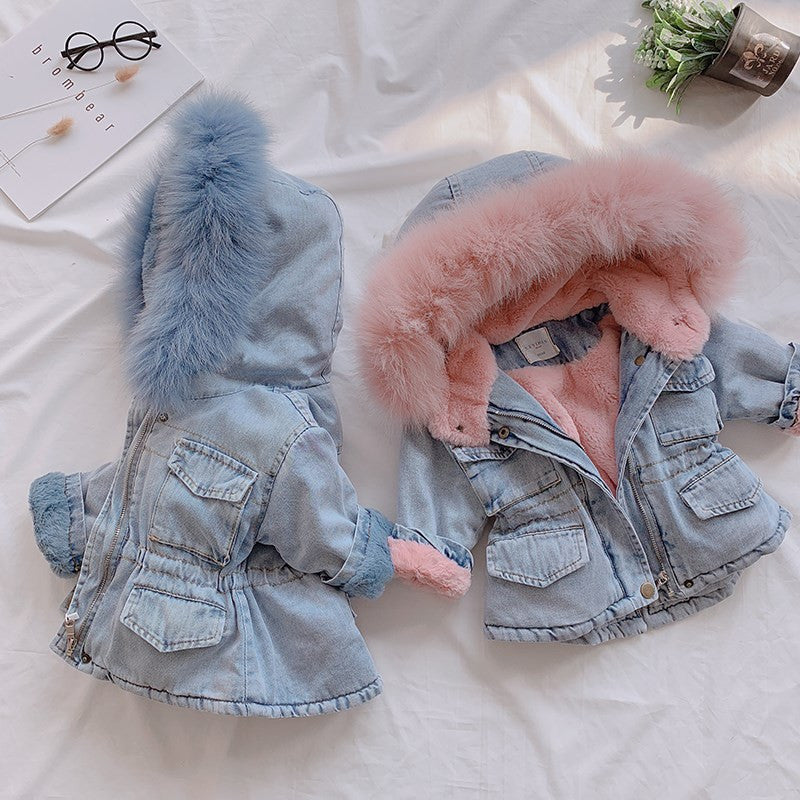 Parka baby denim furcolor