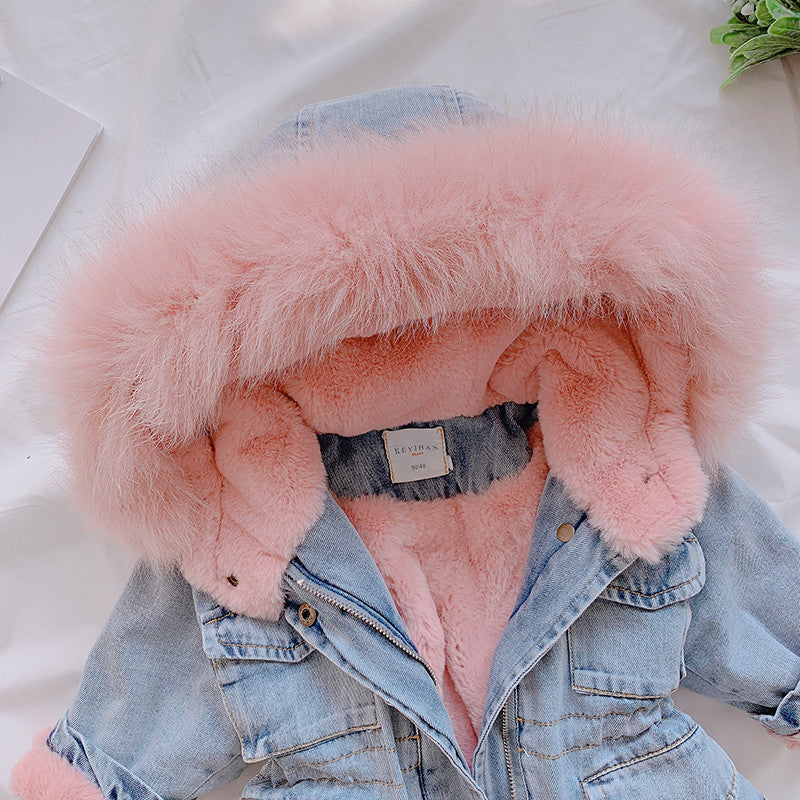 Parka baby denim furcolor