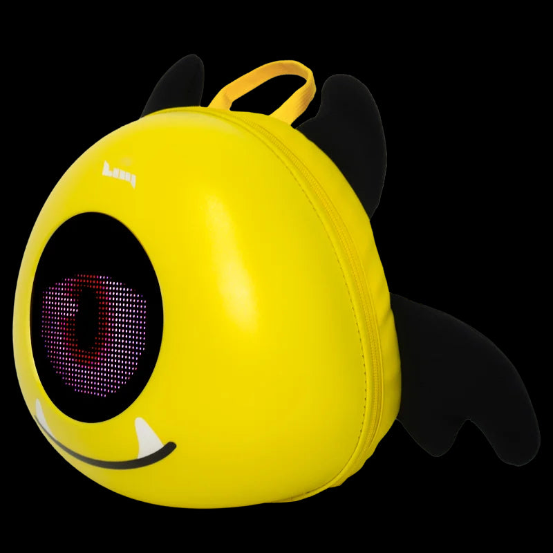 Zaino LED Angel Eye giallo su fondo nero con occhio rosa | Dream Shop