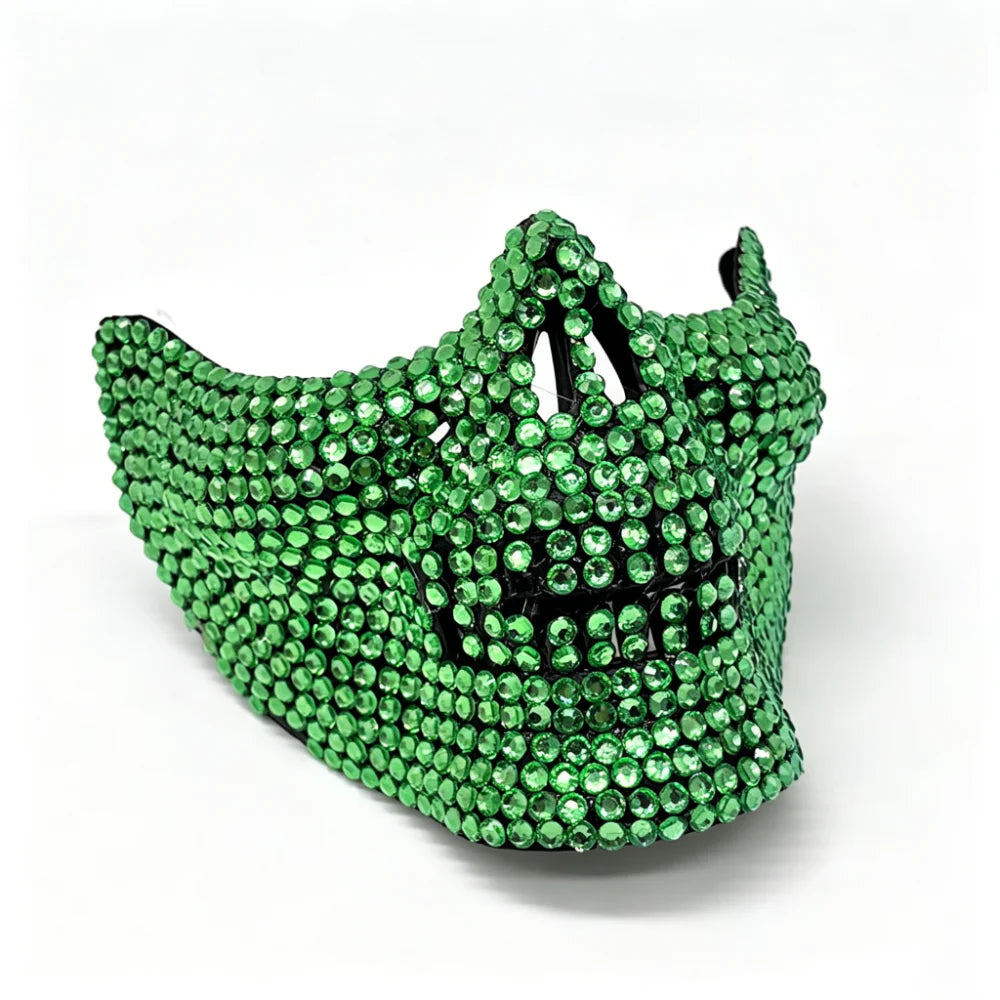 Media máscara calavera verde con estrás Halloween — Dream Shop