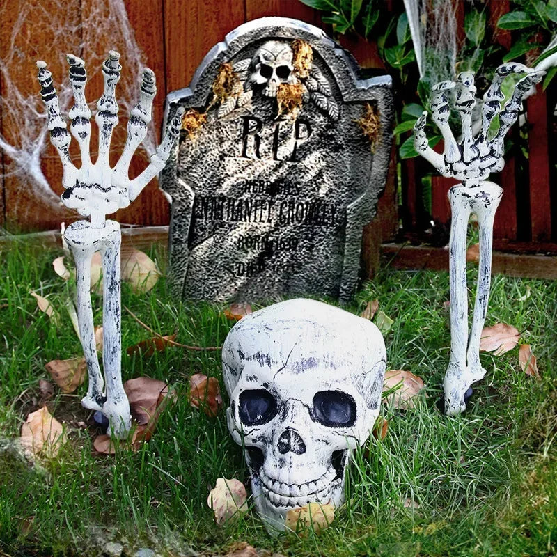Scheletro Halloween mani e teschio 
Decorazione giardino realistica