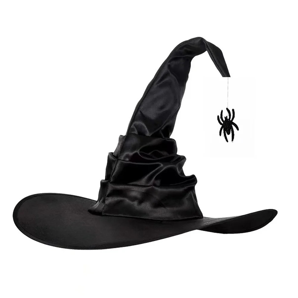 Cappello da strega grande pieghevole 
Con pendente ragno pipistrello