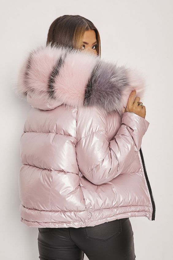 Piumino Metal Winterfur double-face con tessuto metallizzato e pelo removibile