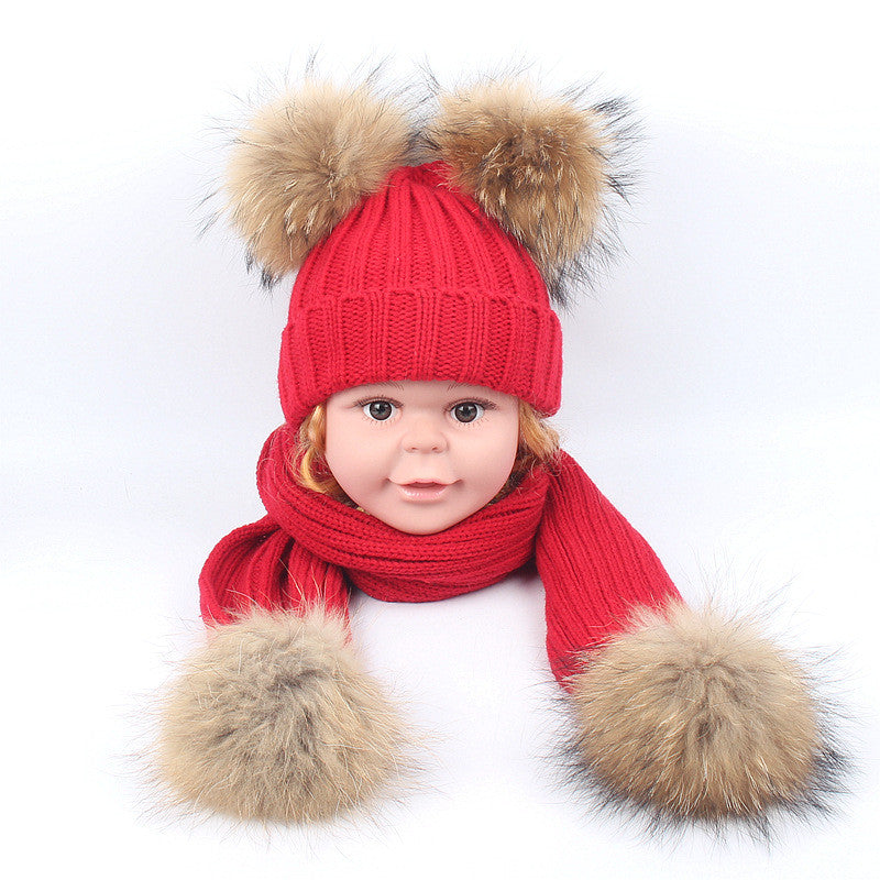 Completo sciarpa + cappello pon-pon bimbi bicolore