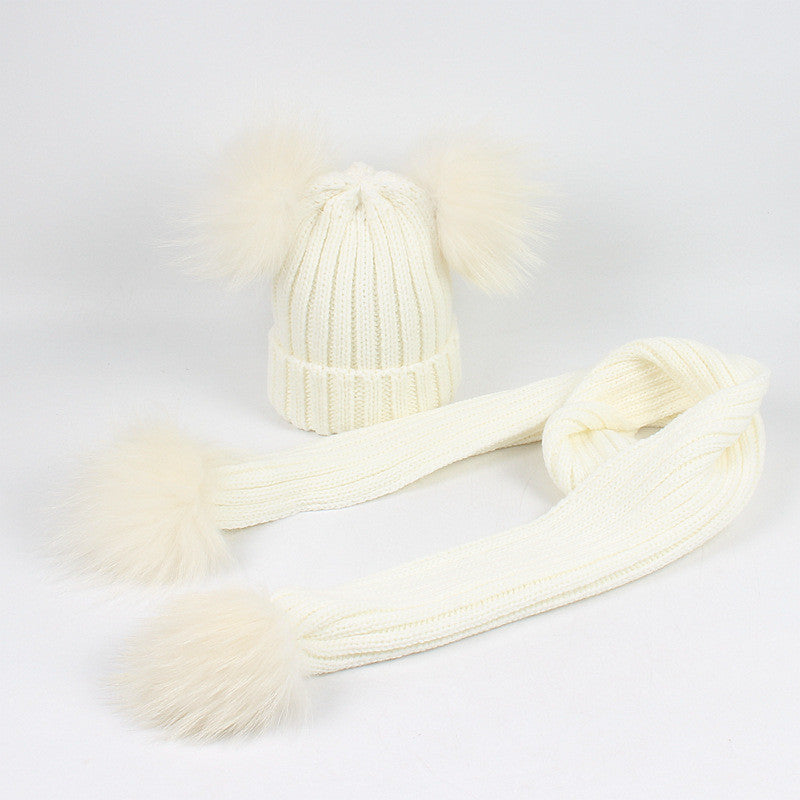 Completo sciarpa + cappello pon-pon bimbi bicolore