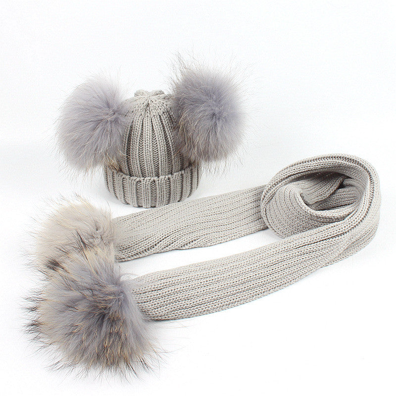 Completo sciarpa + cappello pon-pon bimbi bicolore