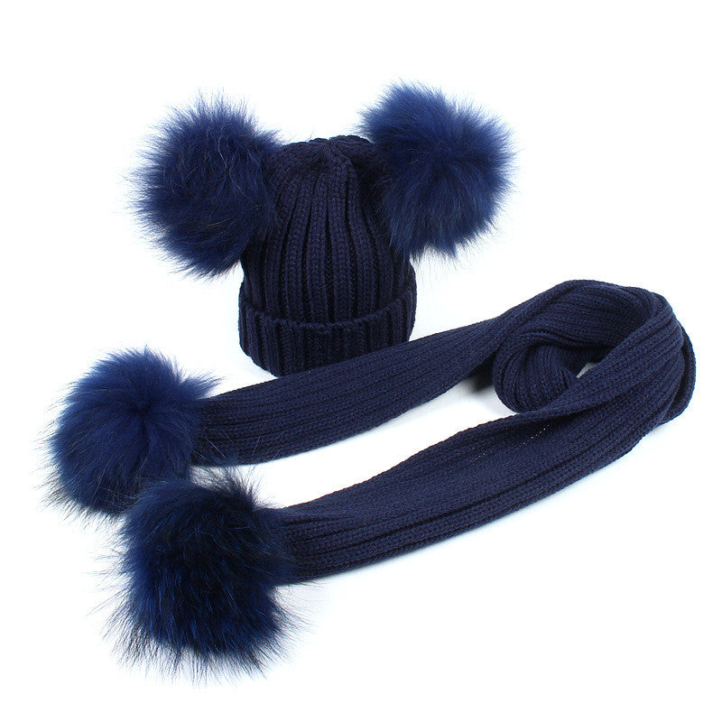 Completo sciarpa + cappello pon-pon bimbi bicolore