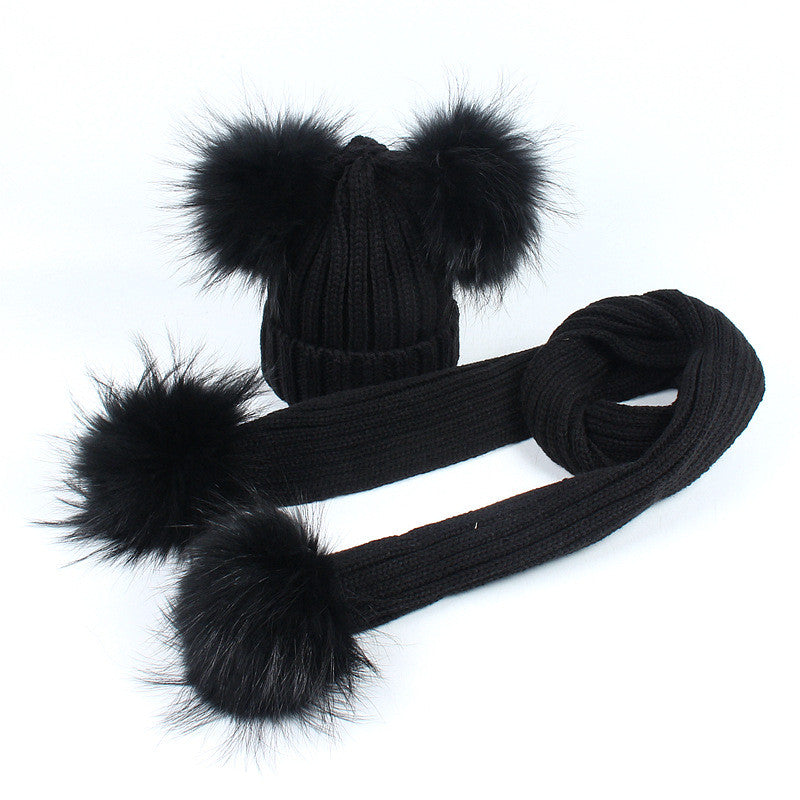 Completo sciarpa + cappello pon-pon bimbi bicolore