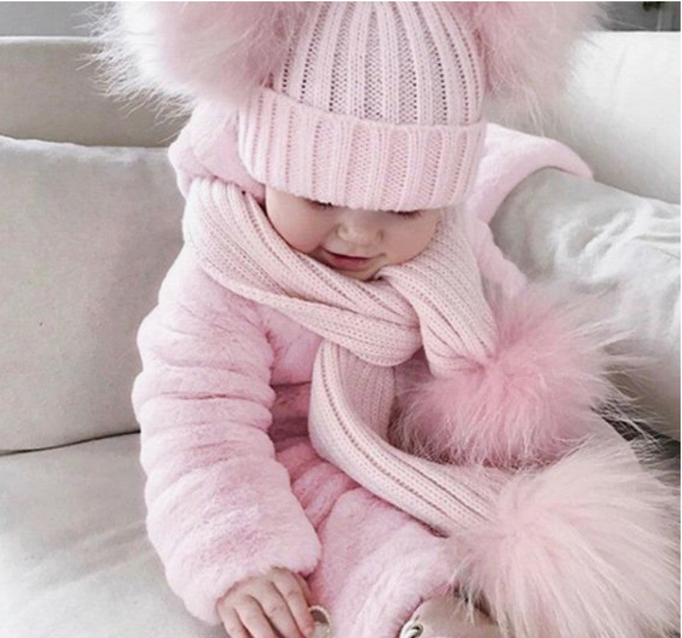 Completo sciarpa + cappello pon-pon bimbi bicolore