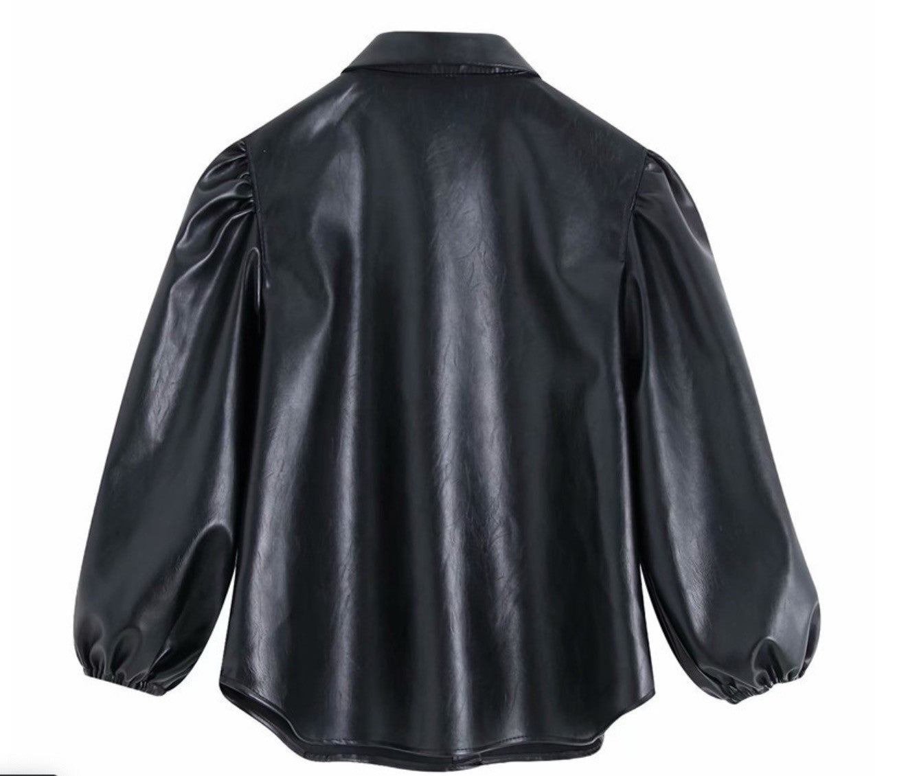 Camicia ecopelle maniche a sbuffo