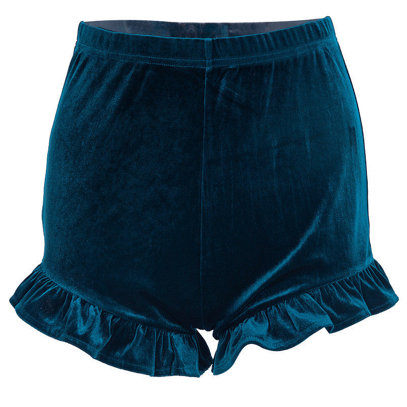 Shorts velvet ruffles