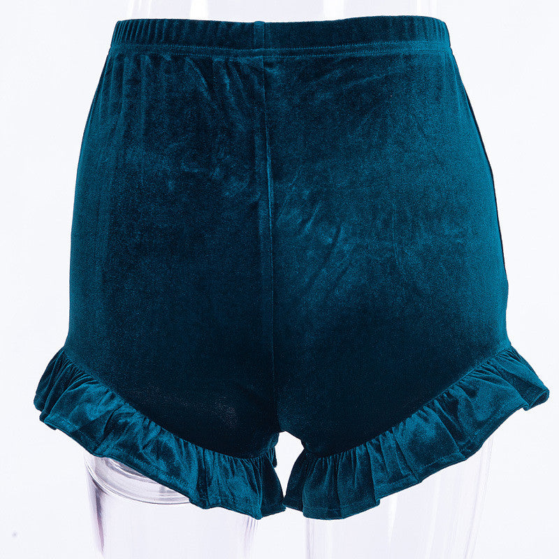 Shorts velvet ruffles