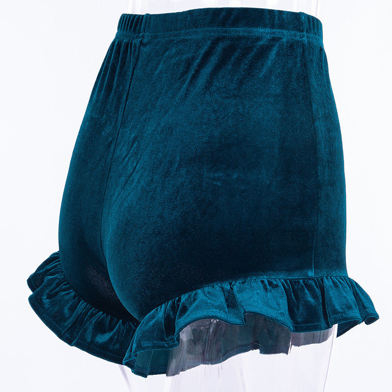 Shorts velvet ruffles