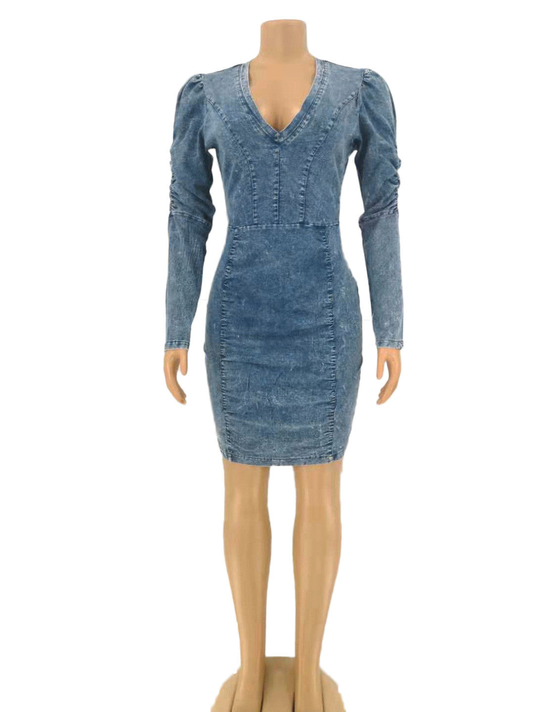 Abito denim puff sleeve