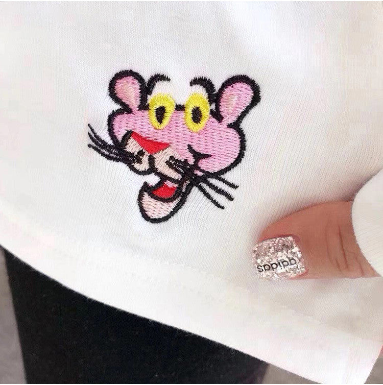 Maglia manica lunga ricami cartoon