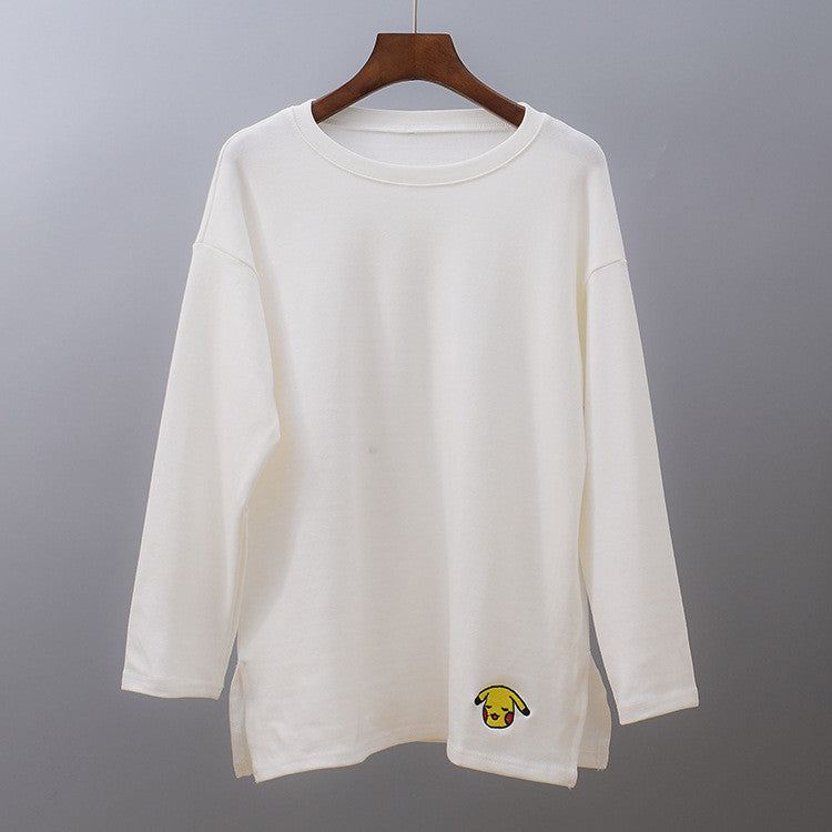 Maglia manica lunga ricami cartoon