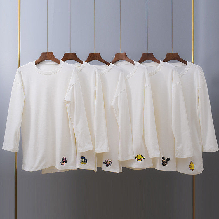 Maglia manica lunga ricami cartoon