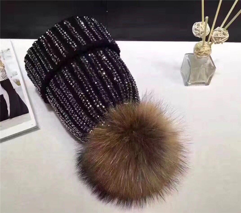 Cuffia strass pon-pon