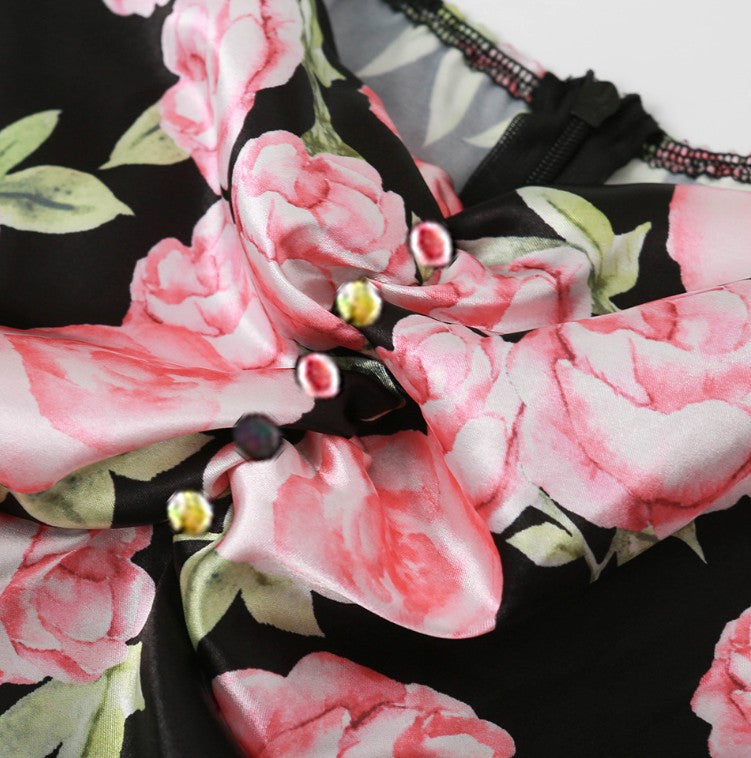 Abito floreale manica palloncino