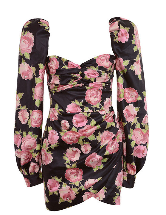 Abito floreale manica palloncino