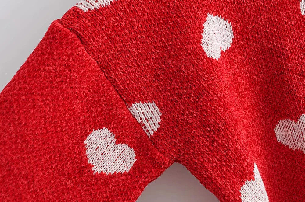 Maglioncino cuori rossi