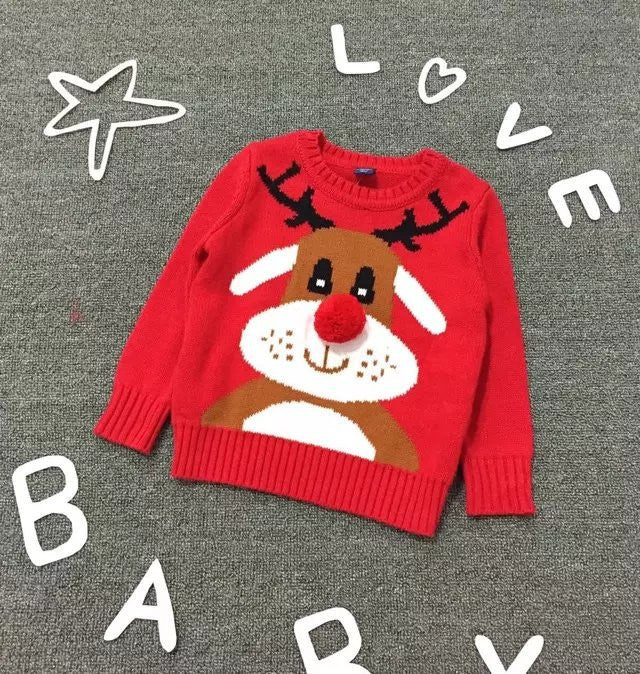 Maglione bimbo renna rossa