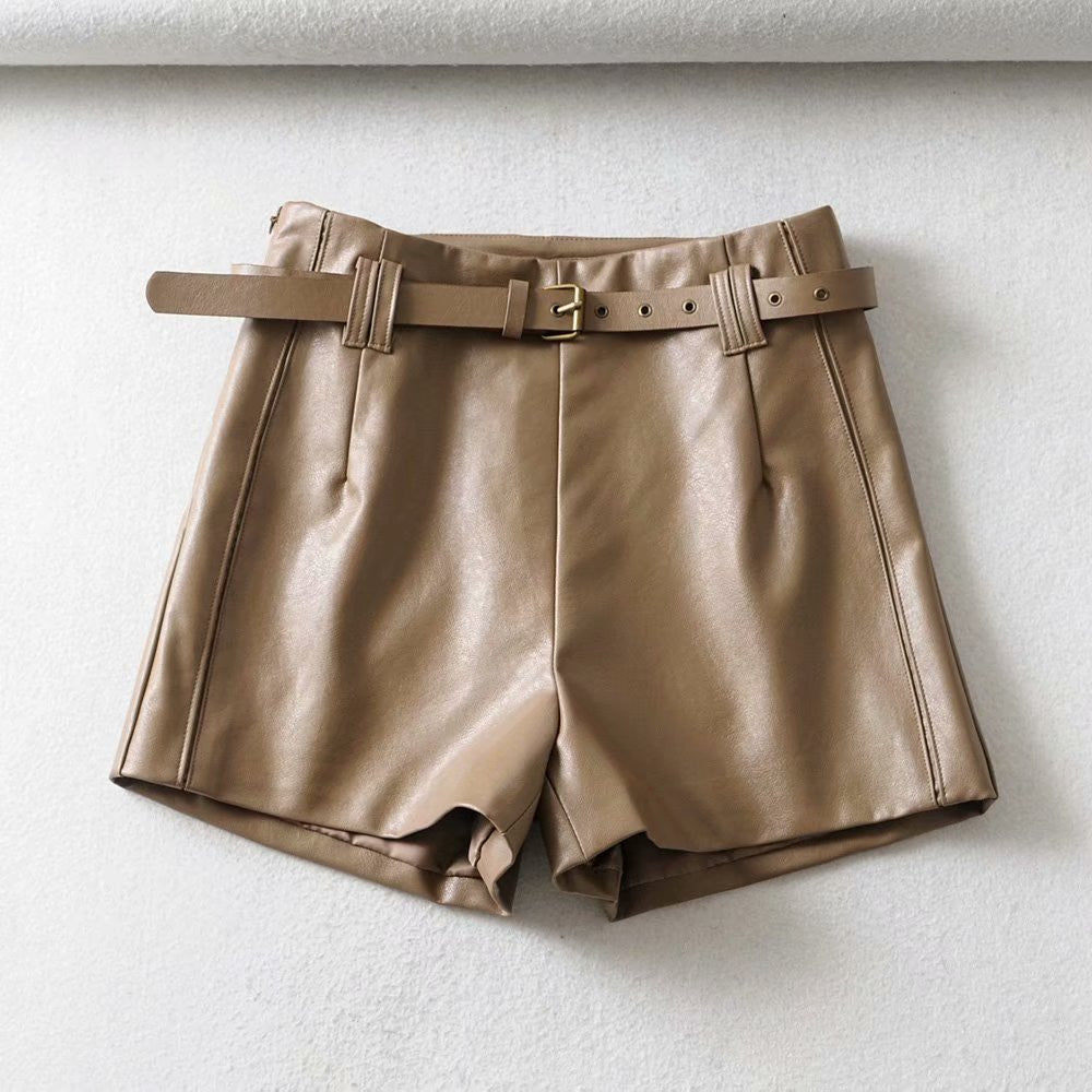 Shorts ecopelle vita alta