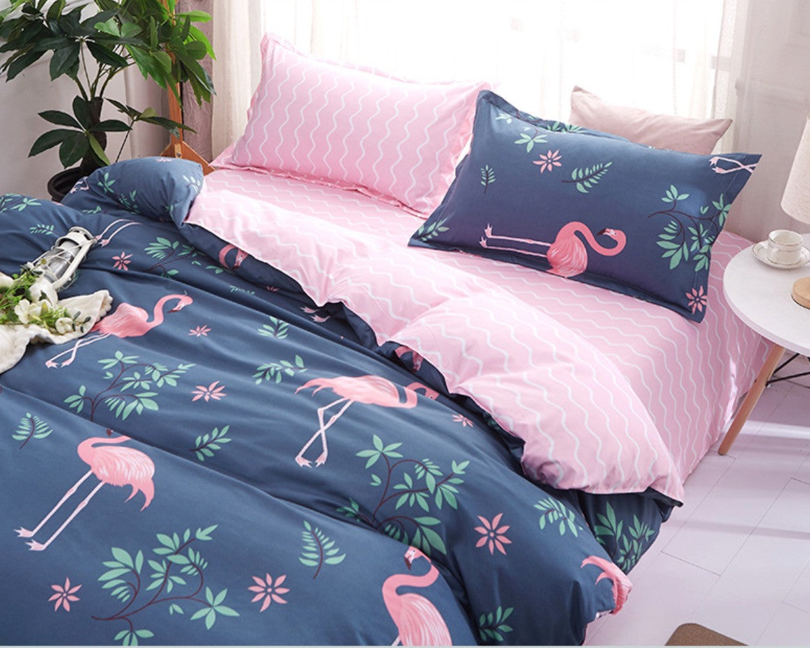 Set letto fenicotteri rosa