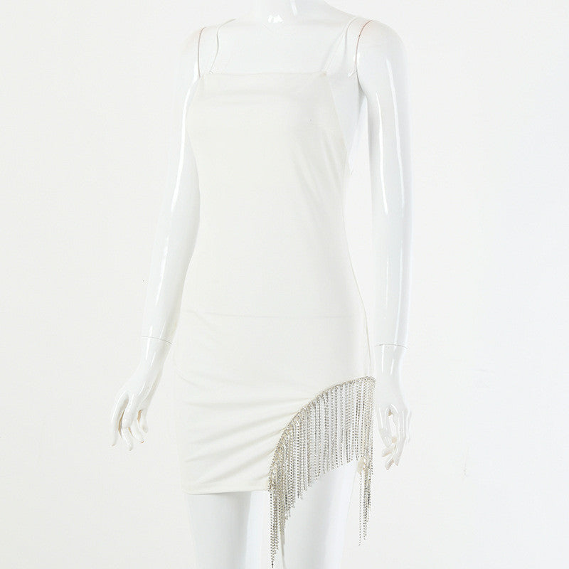 Abito tubino strass chain