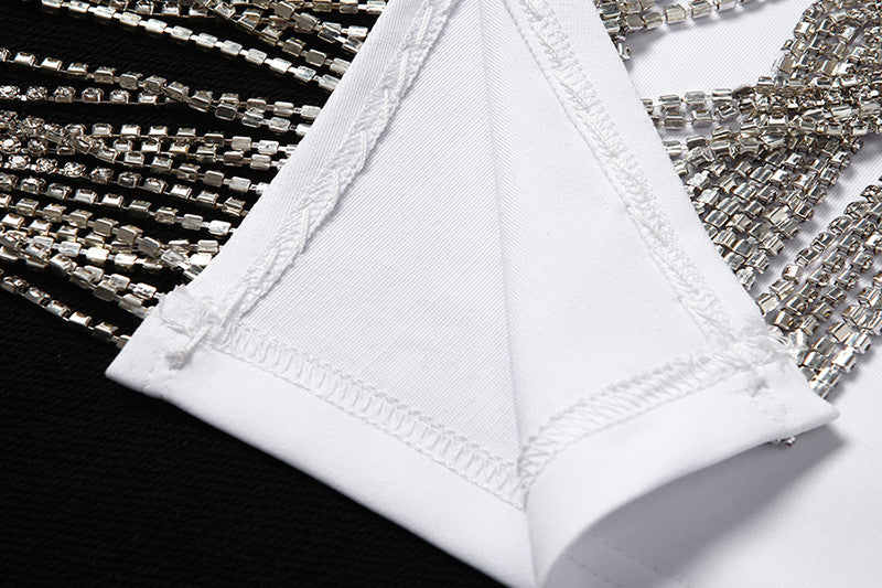 Abito tubino strass chain