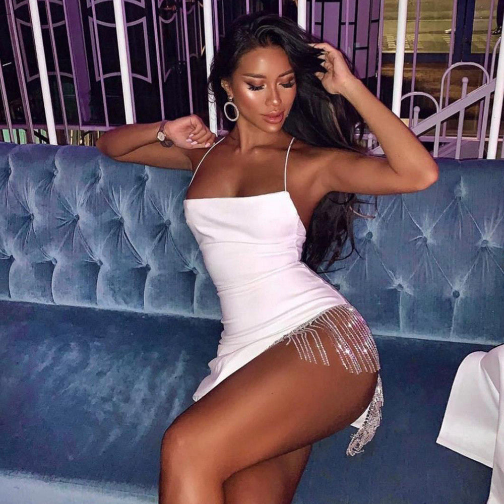 Abito tubino strass chain