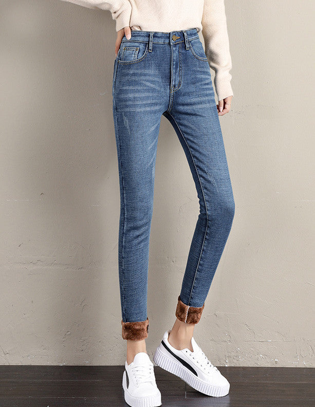Jeans imbottiti con pelo
