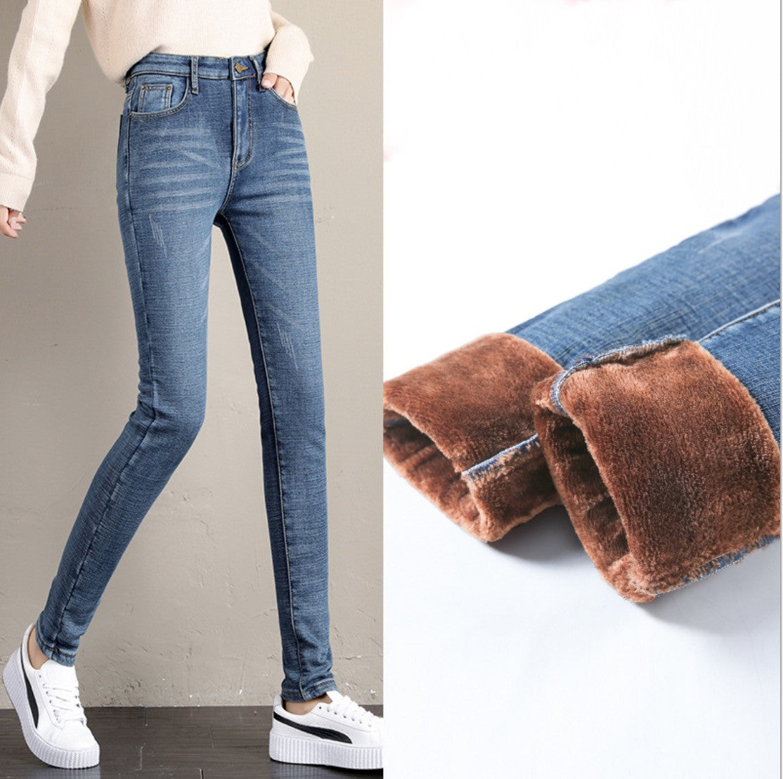 Jeans imbottiti con pelo