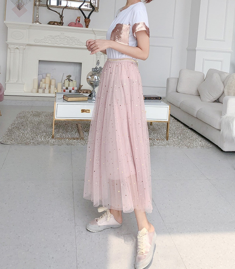 Completo pailettes rosa Wanda