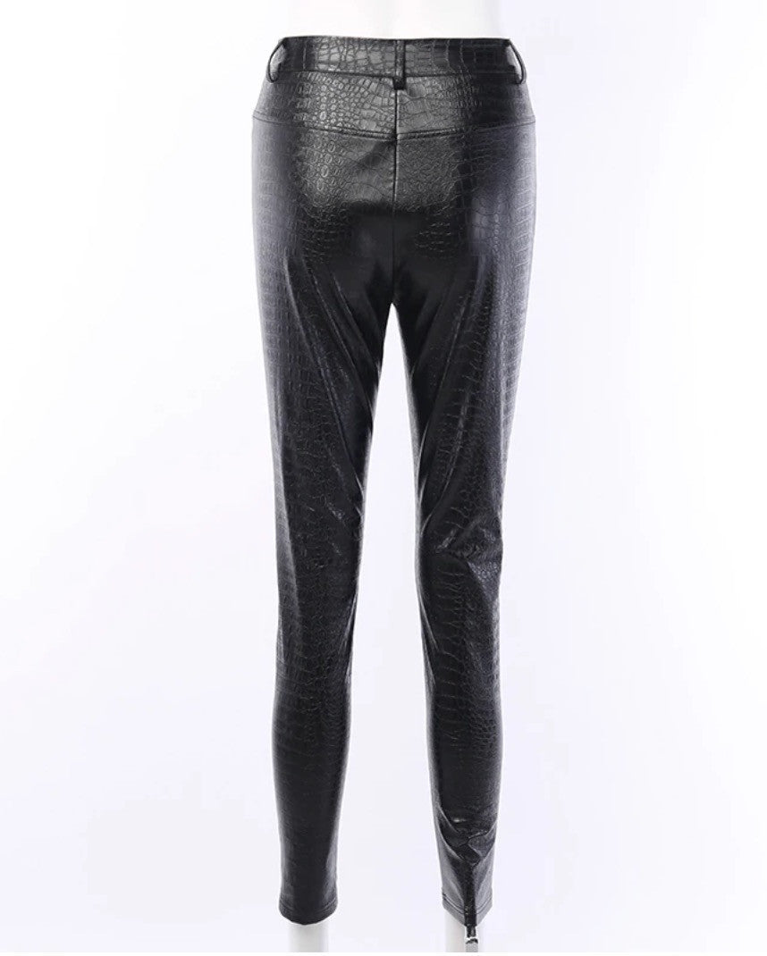 Pantalone effetto coccodrilllo ecopelle