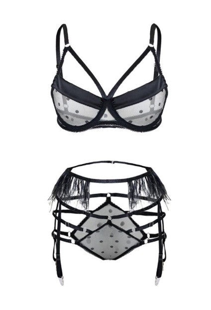 Completo intimo black pois plumage