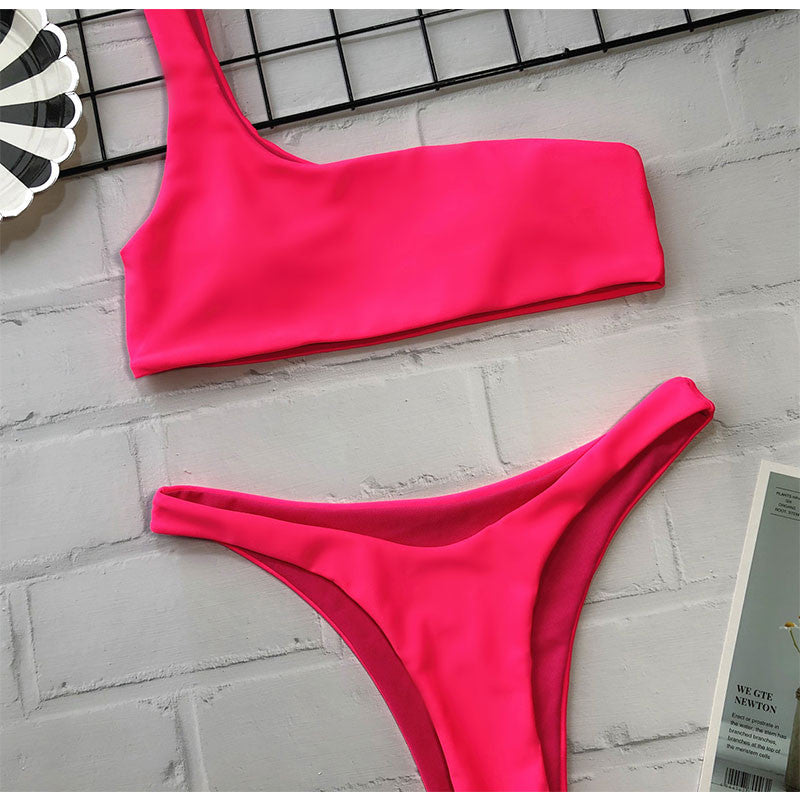 Bikini monospalla neon