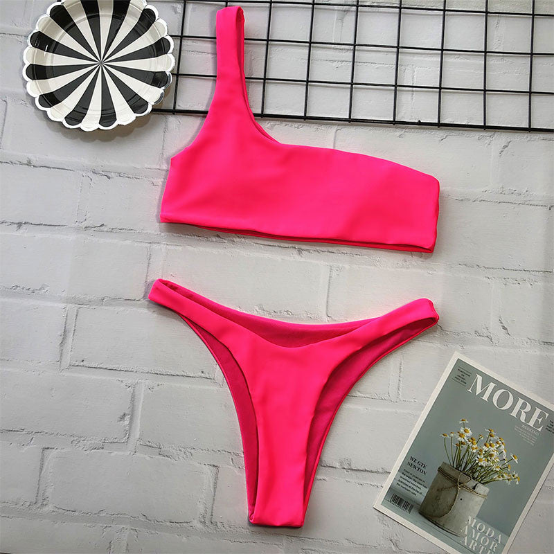 Bikini monospalla neon
