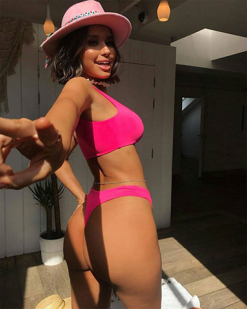 Bikini monospalla neon