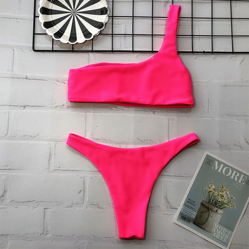 Bikini monospalla neon