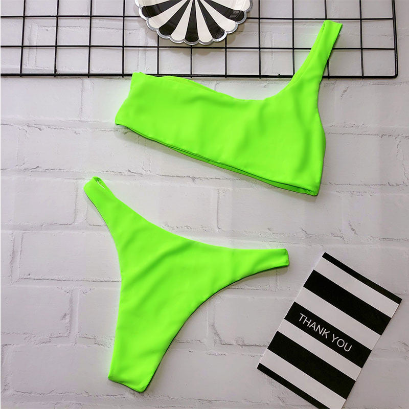 Bikini monospalla neon