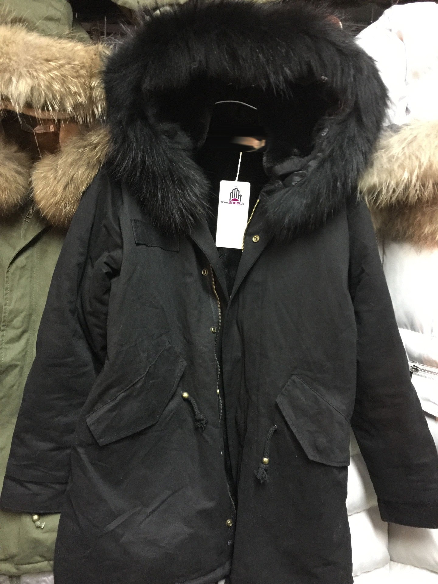 Parka corto nero interno nero