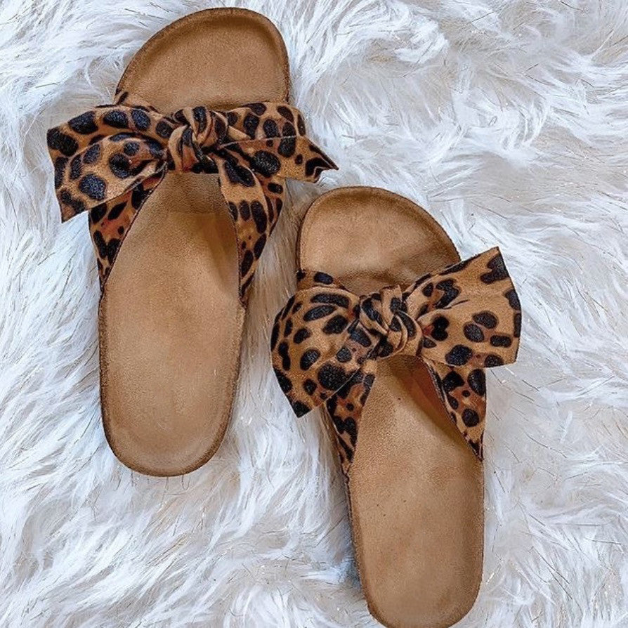 Ciabattine leopard bow