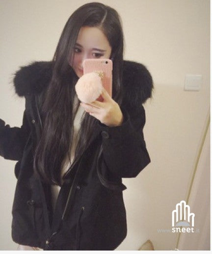 Parka corto nero interno nero