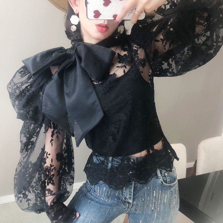 Blusa pizzosa fiocco