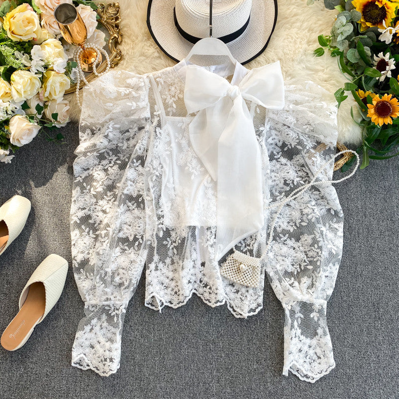 Blusa pizzosa fiocco